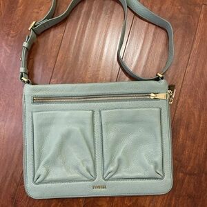 FOSSIL Seaglass Green Leather PIPER Convertible Shoulder Messenger Bag Purse